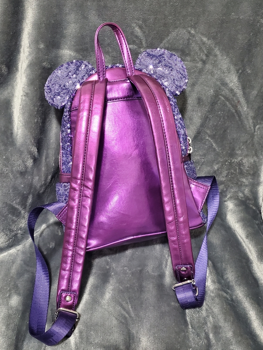 DisneyLoungefly Purple Sequin Backpack - Picture 2 of 13